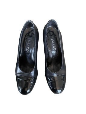 Vintage Simard Leather Block Heeled Pumps
